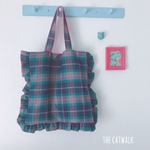『フリルなトートBAG』Green×Pinkチェックver.