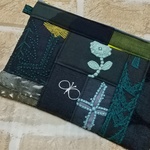 《mina perhonen》パッチのフラットポーチ＊ブラック＊tanppo、choucho