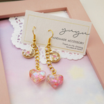 ハートと月のゆめかわピアス　レジン