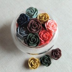 秋冬色　お花のカボション　デコパーツ　アソート20個　P635