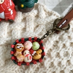 くまさんサンタのキーホルダー☆ミニチュアパンセット