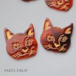 (( 4pcs )) 28×25mm 猫ちゃん アクリルチャーム ブラウン〔CH-121BR〕