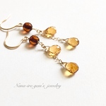＊再販＊14kgf brandy citrine × amber pierce