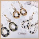  A)ダルメシアン柄×コットンパール 　ピアス/イヤリング