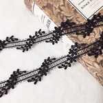 ＊再入荷＊1m 花 葉っぱ フラワー ケミカルレース ブレード 黒 BK191125 ハンドメイド 手芸 素材 材料 DIY