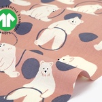 カットクロス｜55×50cm｜フラフープベア｜デコレクションズ｜コットン生地｜シーチング｜クマ｜ベア｜かわいい｜サーモンピンク