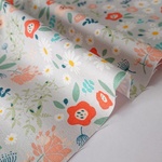 カットクロス｜55×50cm｜タイニーガーデン｜ライトグレー｜シーチング生地｜コットン｜綿｜花柄｜フラワー｜抗菌、消臭加工