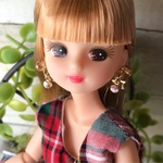 リカちゃんピアス（キラキラオレンジ）
