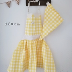 [再販]子供用 エプロン(ポケット付き)&三角巾 セット (ｷﾞﾝｶﾞﾑﾁｪｯｸ 黄)  