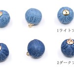 送料無料 20個   金属ボールチャーム   デニム付き  14×17mm  B104-1