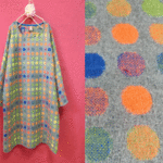 ◆sale◆ウール混*カラフル 水玉長袖 ゆったりワンピース orange