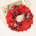 アーティフィシャルポインセチアのクリスマスリース