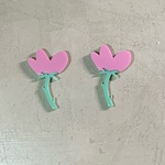ピンクフラワーカボション 2pieces