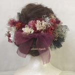 【okzkmzk様 専用出品】(再販) wine red beige white black tulle ribbon ヘッドドレス 卒業式 成人式 ウエディング 髪飾り