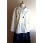 清楚で優し気なローカラーブラウス インド綿
