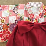 オーダー製作します　70、80ｃｍ　着物＆袴風ロングスカート　出産祝い、誕生日、初節句、お正月、結婚式に