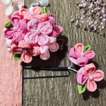 つまみ細工髪飾り（紫陽花）