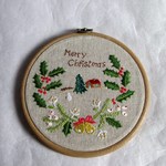 クリスマスの刺繍額