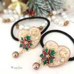 大人気🎄クリスマス＊ポインセチアのハートヘアゴム  