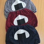 冬チェック柄のおにぎりかぼちゃパンツ