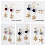 ピアス/イヤリング/貼るピアス❅雪の結晶×フロッキー×パール