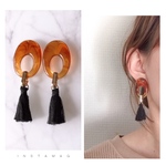 【送料無料】オーバル×フリンジのピアス/イヤリング