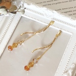 ★再販★耳に優しい魔法のイヤリングorピアス【オレンジグラデーション×ウェーブバー】痛くない！落ちにくい！と好評♡