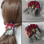 ボルドーリボンにレトロボタン