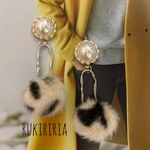 RUKIRIRIA #391 パール×レオパードファーピアス  大ぶりピアス 大ぶりイヤリング 