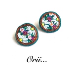 【中】 サークル花柄刺繍ピアス/イヤリング