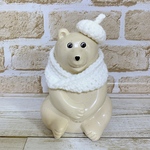 しろくま貯金箱用ニットベレー帽とねじりスヌードのセット♡白