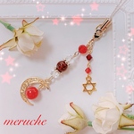 天然石ストラップ☽︎‪︎.*·̩͙‬月星シリーズ   オレンジガーネット