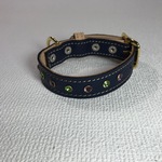 クリスマスセール！本革 小型犬用 革首輪 紺色ゴールド金具