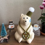 しろくま貯金箱       クリスマスグッズ  サンタ帽子&リース  
