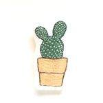 うちわサボテン刺繍ブローチ(チャーム変更可)