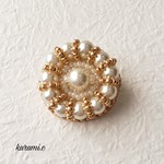 パールのプチビーズ刺繍ブローチ