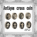 ネイルパーツ　アンティーク シルバー　コイン　ジーザス　クロス