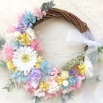 パステルカラーのナチュラルリースブーケ  ＊ギフト ウェディング  