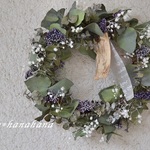 ライスフラワーとかすみ草のユーカリwreath