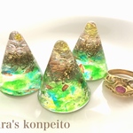 ［Xmas期間価格!送料無料‼️］癒し/琉球ガラスのクリスマスツリーオルゴナイト*リングスタンド*