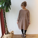【Fサイズ】ゆるふわダブルガーゼで魅せる、ほっこりシンプルなドルマンワンピース（モカ）