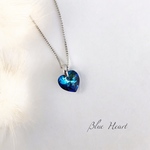 Blue Heart ブルーハート（ ハート 青 ディープブルー ブルー シルバー 冬 スワロフスキー シンプル ペンダント 可愛い 大人可愛い クール ）