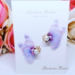 蝶とビジューのピアス ✩.*˚ ピアス 蝶々 ビジュー