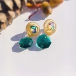 シャンパンゴールド×エメラルドグリーン♡ピアス