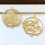 10個纏め売り！激安１個35円！風鈴型空枠/和柄桜と扇子レジン枠/フレームチャーム/型番331－Ｍ(10個)