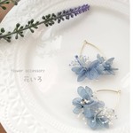 ＊送料無料＊紫陽花とかすみ草リースブーケイヤリング ドロップ