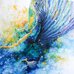 絵画 絵 アートパネル アート art インテリア インテリアパネル 雑貨 ロココロ 縁起画 くじら クジラ 鯨 海 アニマル 動物 : 平田 幸大 作品名 : 躍進