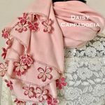 刺繍のお花つき　パシュミナストール　ピンク