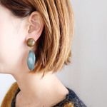 【SALE】【２点のみ】【 chimie vintage- 1107 】ヴィンテージウッドとイタリア製上質グリーンのジュエリー