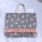 受注製作❁さくらんぼ柄フリルレッスンバッグ GRY×PK L